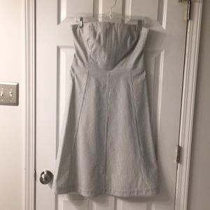 Seersucker strapless dress